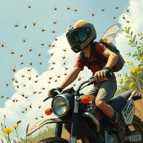 motoboy enfrenta enxame de abelhas